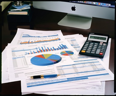Intérieur d'un bureau de comptable taxateur avec une ambiance professionnelle et épurée, mettant en valeur un espace de tr...