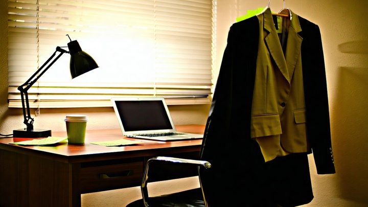 Bureau de bureau avec veste de costume sur la chaise, demandant congés payés restée sans réponse​.