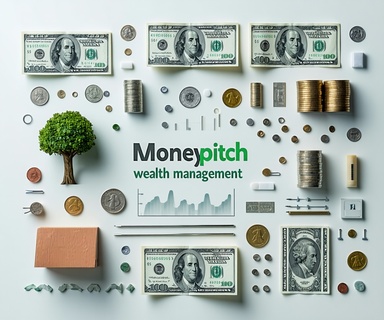 Conceptual representation of wealth management with MoneyPitch theme. Professional studio photography with perfect lightin...