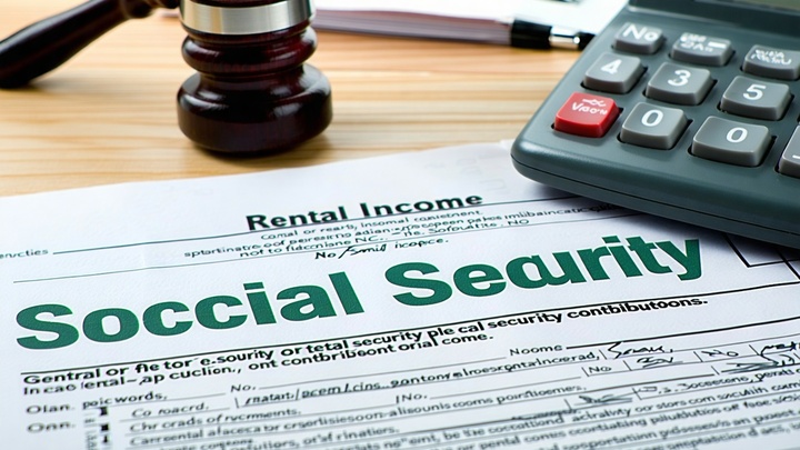 Illustration conceptuelle des prélèvements sociaux sur revenus fonciers. Image professionnelle mettant en avant ce sujet a...