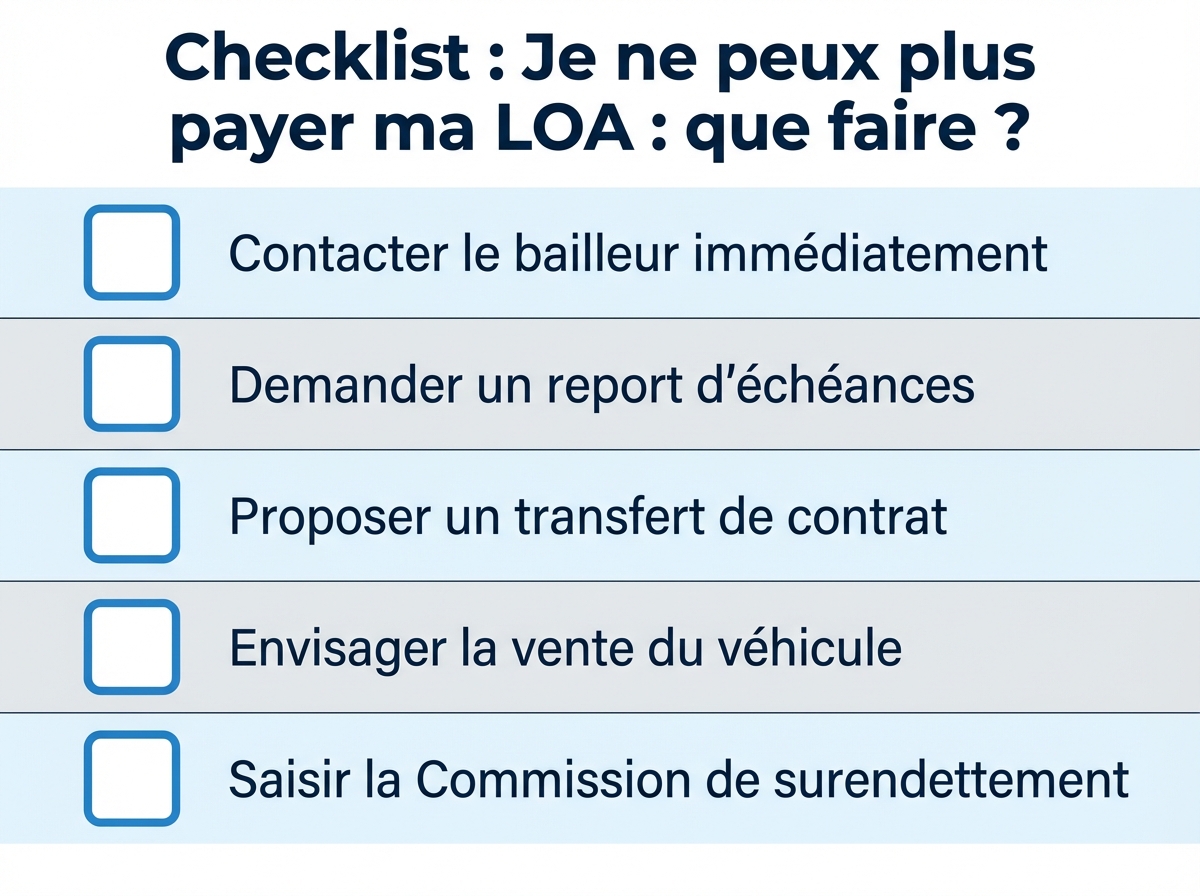 Infographie checklist : Je ne peux plus payer ma LOA : que faire ?