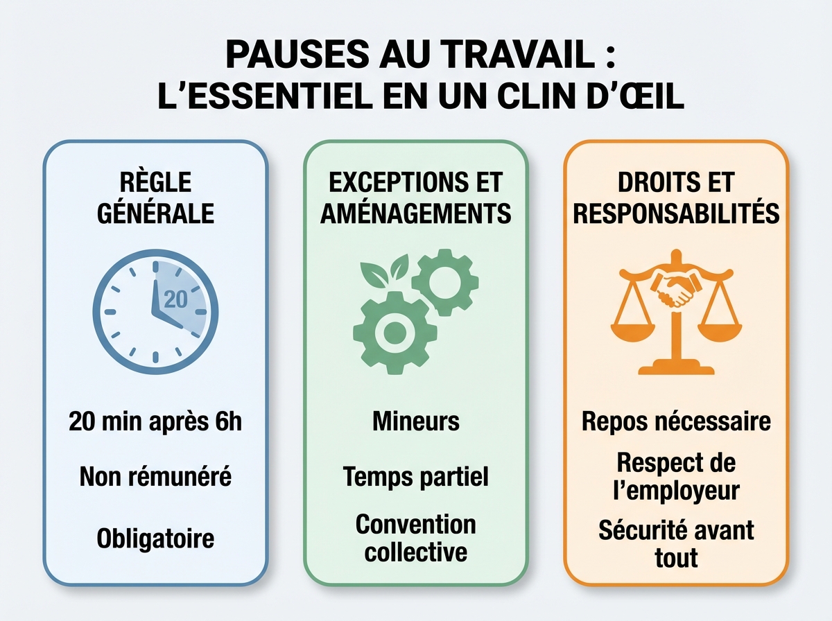 Infographie cheat sheet : La loi sur les pauses au travail expliquée simplement