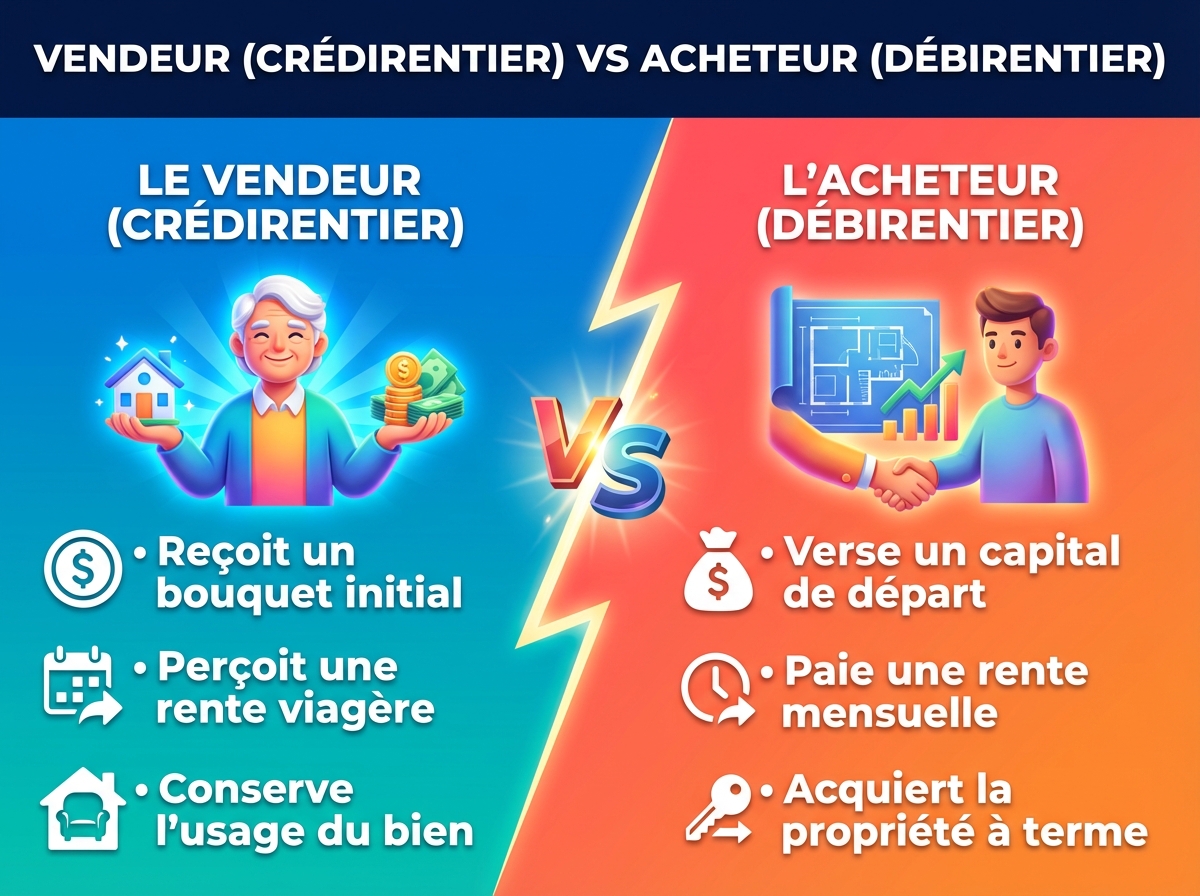 Infographie duel visual : Comment fonctionne un viager ? Points clés à connaître