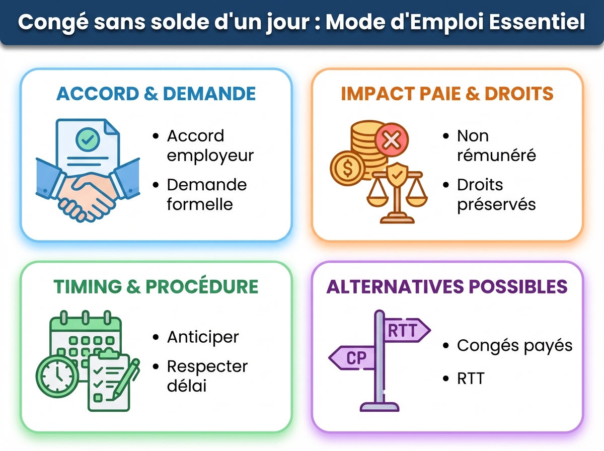 Infographie cheat sheet : Congé sans solde d'un jour : mode d'emploi