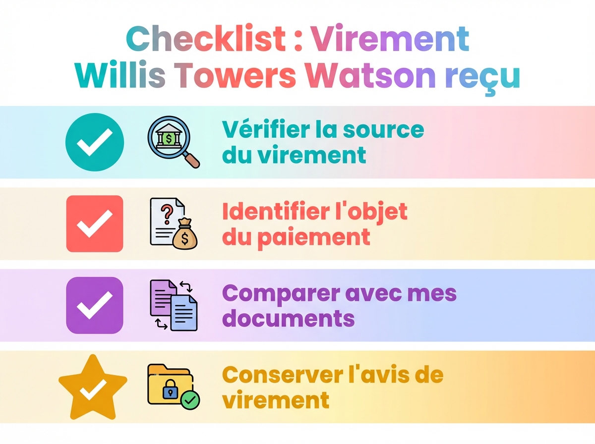 Infographie checklist : J'ai reçu un virement de Willis Towers Watson : explications