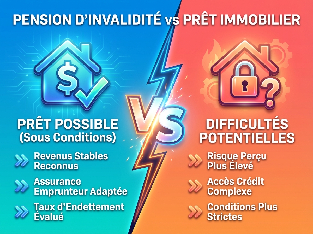 Infographie duel visual : Peut-on faire un prêt avec une pension d'invalidité ?