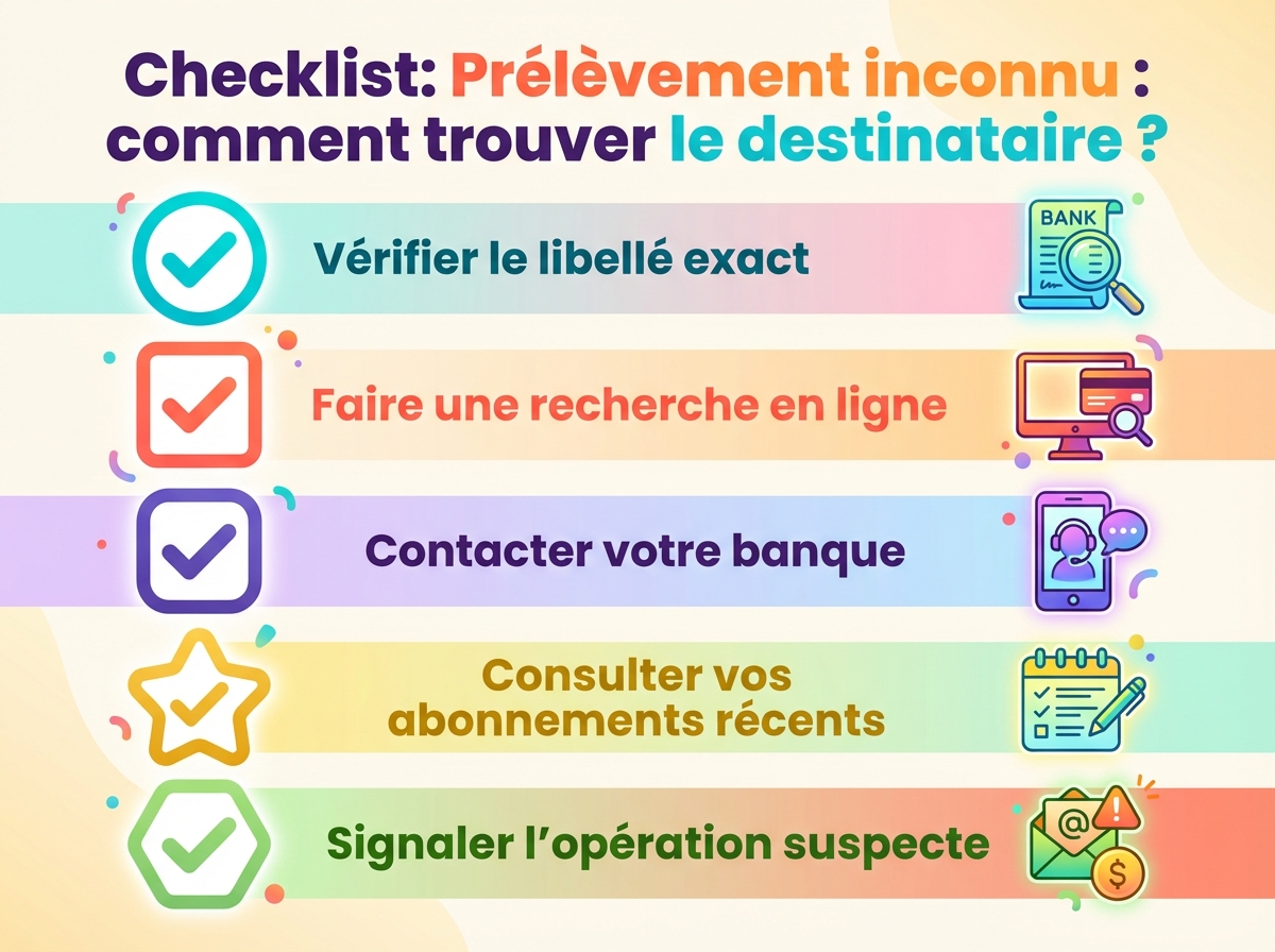 Infographie checklist : Prélèvement inconnu : comment trouver le destinataire ?