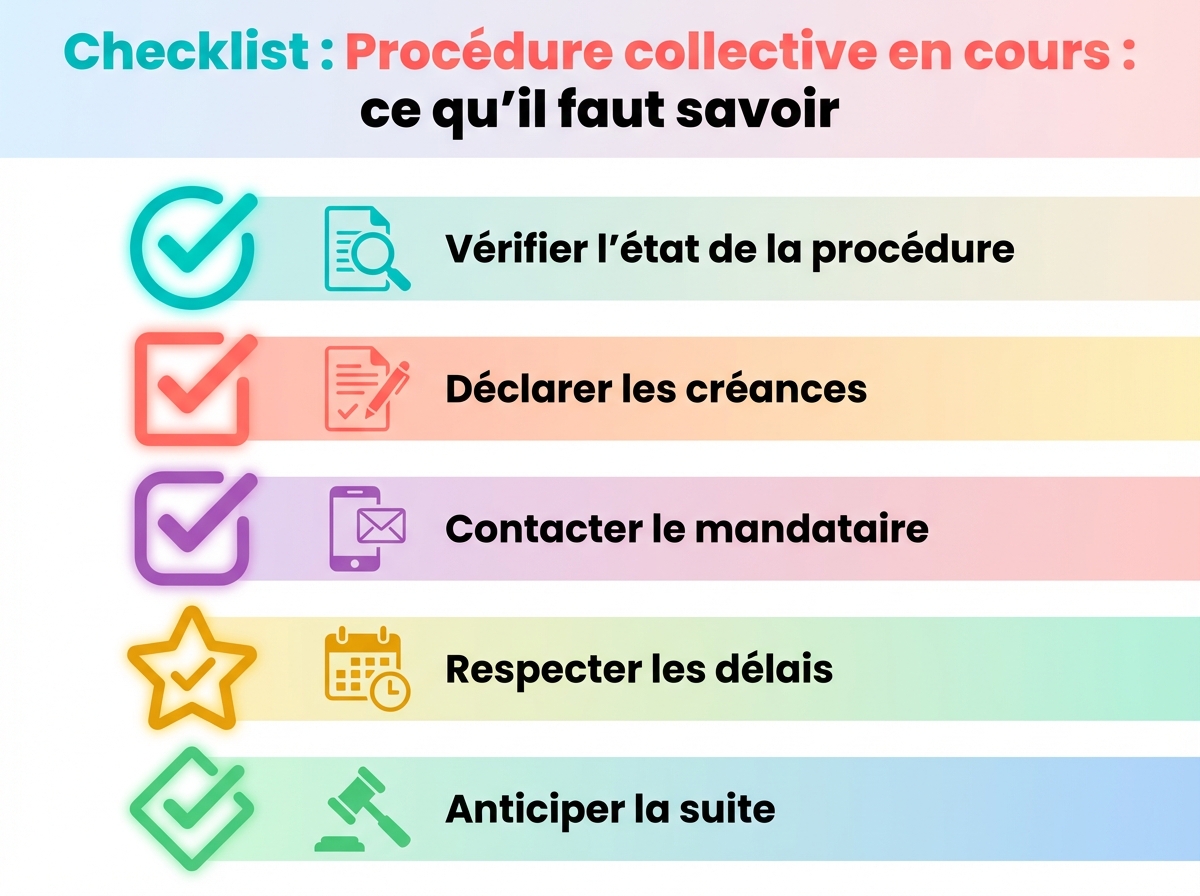 Infographie checklist : Procédure collective en cours : ce qu'il faut savoir