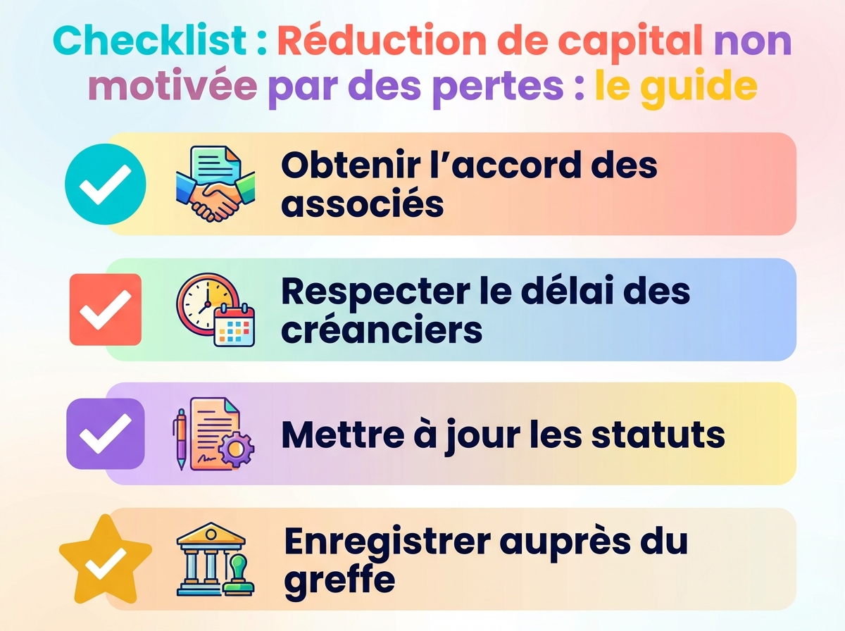 Infographie checklist : Réduction de capital non motivée par des pertes : le guide