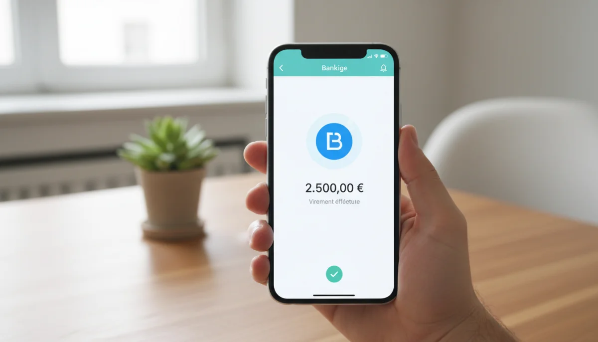 Smartphone avec application bancaire Caisse d'Épargne affichant un montant de virement maximum