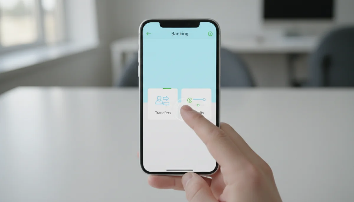 Smartphone affichant le plafond de virement du Crédit Mutuel, gestion bancaire simplifiée.