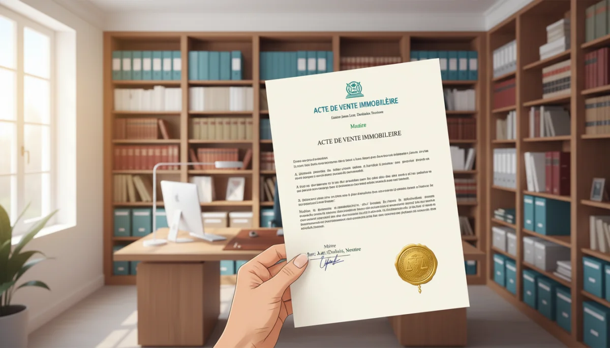 Main tenant document juridique devant bureau notaire, succession et virement.