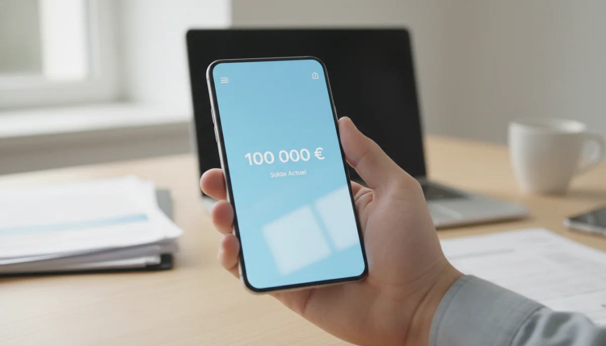 Main tenant smartphone affichant plafond virement instantané 100 000 € Banque Populaire