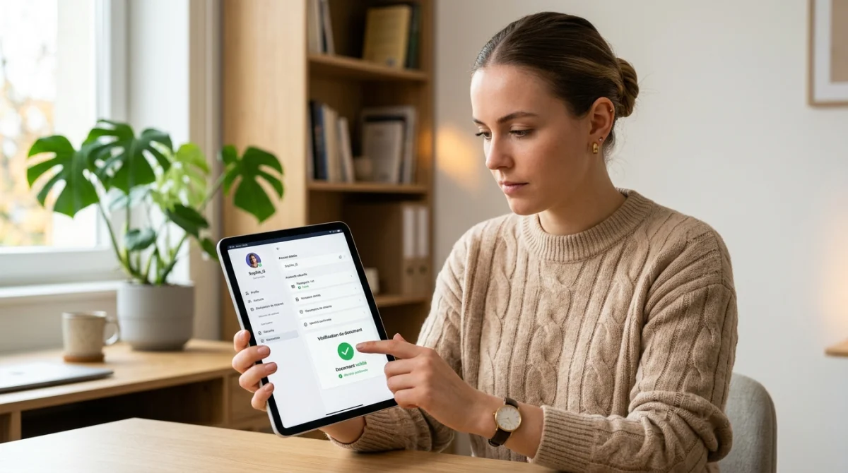 Utilisateur consultant son compte joueur sur une tablette pour vérifier le délai de réception d'un chèque PMU.