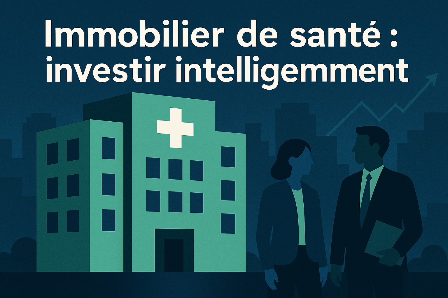 Illustration d’un immeuble médical moderne symbolisant l’investissement immobilier de santé