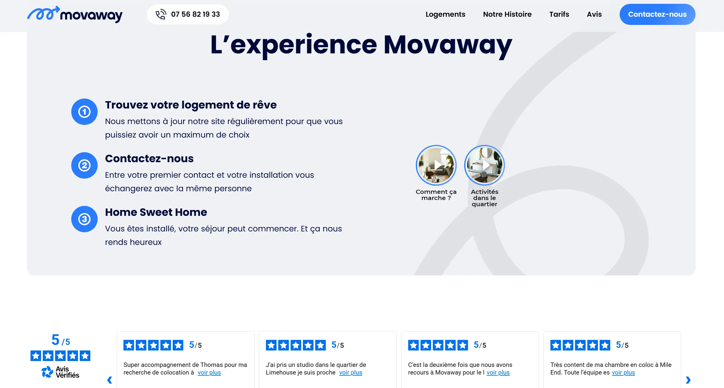 movaway expérience section page site