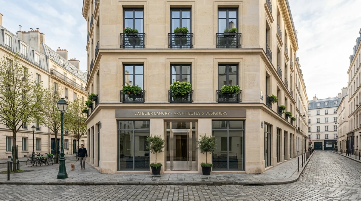 Façade moderne d'un immeuble parisien dans le 10ème arrondissement, lieu de prélèvement Oni Paris.