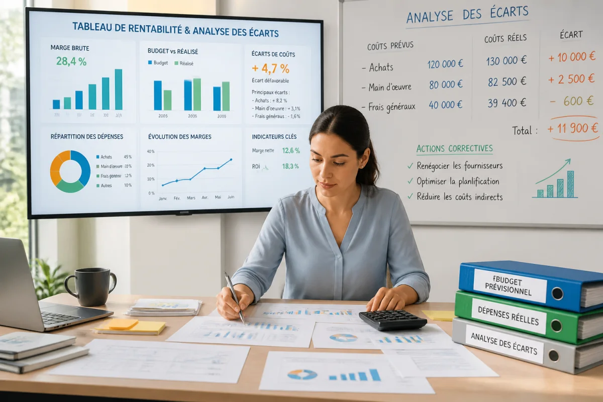 Formation en comptabilité analytique avec analyse des coûts, marges, budgets et écarts financiers sur écran 马会